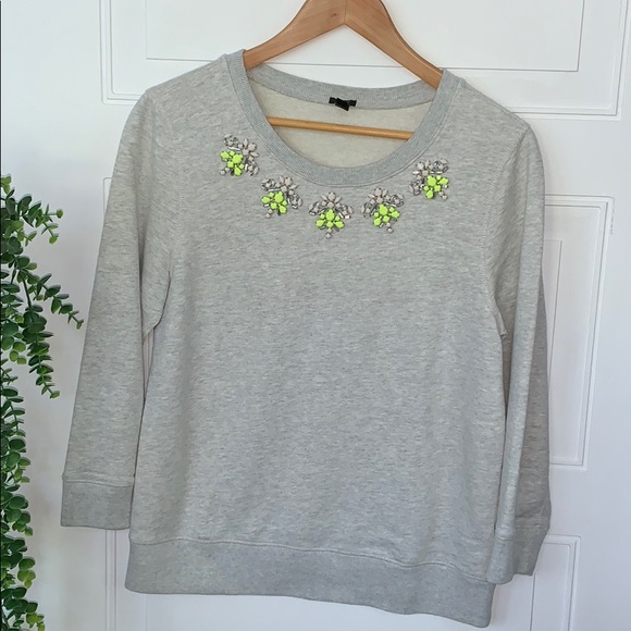 J. Crew Tops - J. Crew sweatshirt jeweled neon embellished medium